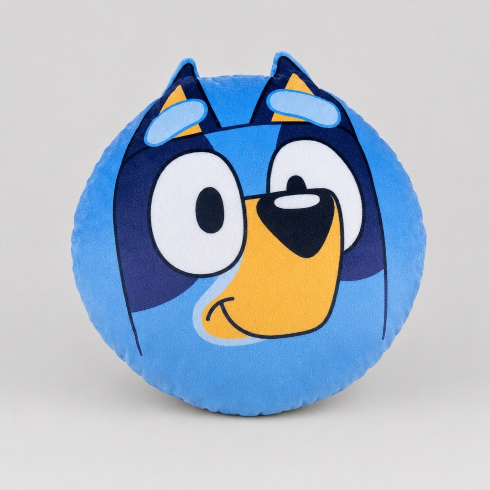Bluey Heeler Plush Round Decorative Throw Pillow Kids Bedroom Decor 11 inch Blue